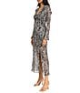 Donna Morgan Long Bell Sleeve Printed Mesh Sheath Midi Dress, Color:Cream/Black - Image 3