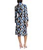 Color:Soft White/Jungle Blue - Image 2 - Long Sleeve Collared Wrap Dress