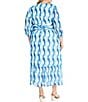 Color:Cream/Powder Blue - Image 2 - Plus Size V-Neck 3/4 Sleeve Printed Maxi Dress