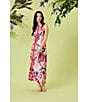 Donna Morgan Poly Twill Abstract Print Halter Neck Sleeveless Shift Maxi Dress, Color:Teal/Orange - Image 5