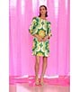 Color:Green/Lime - Image 3 - Printed Crew Neck 3/4 Cuffed Sleeve Shift Dress
