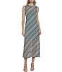 Color:Multi - Image 1 - Printed Crochet Round Neck Sleeveless Midi Dress