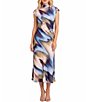 Donna Morgan Printed Mock Neck Midi Dress - Image 1