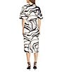 Color:Black/Cream - Image 2 - Printed Surplice V Neckline Short Sleeve Midi Wrap Dress