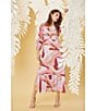 Color:Pink Multi - Image 6 - Printed Yoryu V-Neck 3/4 Balloon Sleeve Ruffle Hem Maxi Dress