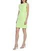 Color:Sharp Green - Image 3 - Scuba Crepe Boat Neck Sleeveless Back Detail Mini Dress