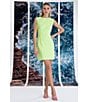Color:Sharp Green - Image 4 - Scuba Crepe Boat Neck Sleeveless Back Detail Mini Dress