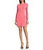 Donna Morgan Scuba Crepe Long Sleeve Faux Button Front Dress, Color:Holy Berry - Image 1