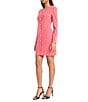 Donna Morgan Scuba Crepe Long Sleeve Faux Button Front Dress, Color:Holy Berry - Image 3