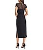 Donna Morgan Scuba Crepe Mesh Cutout Short Sleeve Midi Dress, Color:Black - Image 2