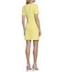 Color:Lemon - Image 2 - Scuba Crepe Round Neck Short Sleeve Tie Waist Mini Dress