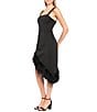 Donna Morgan Sleeveless Asymmetric Feather Bottom Mini Dress - Image 3