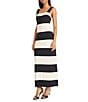 Donna Morgan Sleeveless Square Neck Striped Sheath Maxi Dress, Color:Black/Cream - Image 3