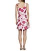 Color:Hot Pink Multi - Image 2 - Square Neck Floral Jacquard Sleeveless Tiered Drop Waist Mini Dress