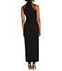 Color:Black - Image 2 - Stretch Crepe Illusion Mock Neck Sleeveless Front Slit Maxi Dress