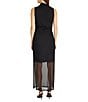 Color:Black - Image 2 - Stretch Mesh High Neckline Sleeveless Dress