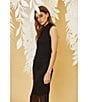 Color:Black - Image 5 - Stretch Mesh High Neckline Sleeveless Dress