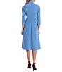 Color:Blue Bonnet - Image 2 - Twisted Mock Neck Stretch Crepe A-Line 3/4 Sleeve Dress
