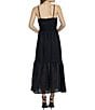 Color:Black - Image 2 - V-Neck Sleeveless Gathered Waist Tiered Maxi Dress