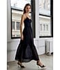Color:Black - Image 5 - V-Neck Sleeveless Gathered Waist Tiered Maxi Dress