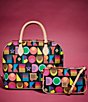 Color:Black - Image 6 - Art Deco Zip Satchel Bag