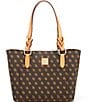 Color:Brown - Image 1 - Blakely Collection Small Signature Logo Tammy Magnetic Snap Brown Tote Bag