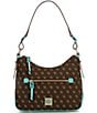 Dooney & Bourke Blakely Contrast Trim Hobo Shoulder Bag, Color:Brown T Moro/Aqua - Image 2