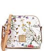 Color:White - Image 1 - Botanical Collection Zip Domed Leather Crossbody Bag