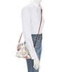 Color:White - Image 4 - Botanical Collection Zip Domed Leather Crossbody Bag