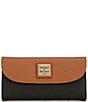 Dooney & Bourke Color Block Continental Wallet, Color:Black/Caramel - Image 1