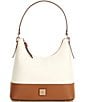 Dooney & Bourke Color Block Leather Hobo Shoulder Bag, Color:White/Caramel - Image 1