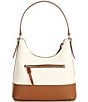 Dooney & Bourke Color Block Leather Hobo Shoulder Bag, Color:White/Caramel - Image 2