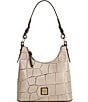 Dooney & Bourke Denison Bryce Crocodile Embossed Leather Hobo Bag, Color:Taupe - Image 1