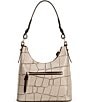 Dooney & Bourke Denison Bryce Crocodile Embossed Leather Hobo Bag, Color:Taupe - Image 2