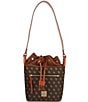 Dooney & Bourke Drawstring Leather Mini Monogram Print Shoulder Bag - Image 1