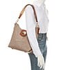 Color:Light Taupe - Image 4 - Embossed Ostrich Leather Hobo Bag