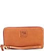 Color:Natural - Image 1 - Florentine Collection Large Zip Around Leather Wristlet