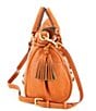 Color:Natural - Image 4 - Florentine Leather Tasseled Satchel Bag