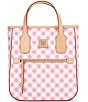 Dooney & Bourke Gingham Small Handle Contrast Trim Tote Bag, Color:Pink - Image 1