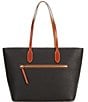 Color:Black - Image 2 - Large Leather Tote Bag