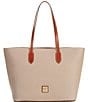 Color:Taupe - Image 1 - Large Leather Tote Bag