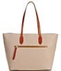 Color:Taupe - Image 2 - Large Leather Tote Bag