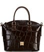 Dooney & Bourke Denison Crocodile Embossed Leather Domed Satchel Bag, Color:Espresso - Image 1