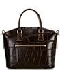 Dooney & Bourke Denison Crocodile Embossed Leather Domed Satchel Bag, Color:Espresso - Image 2