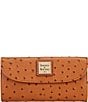 Color:Caramel - Image 1 - Ostrich Collection Continental Snap Clutch Wallet