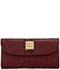 Dooney & Bourke Ostrich Collection Continental Snap Clutch Wallet, Color:Burgundy/BT - Image 1