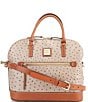 Color:Light Taupe - Image 1 - Ostrich Collection Domed Zip Satchel Bag