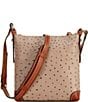 Color:Light Taupe - Image 2 - Ostrich Collection Letter Carrier Crossbody Bag