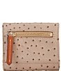 Color:Light Taupe - Image 2 - Ostrich Collection Small Flap Wallet
