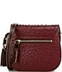 Dooney & Bourke Ostrich Embossed Flap Crossbody Bag, Color:Burgundy/BT - Image 2